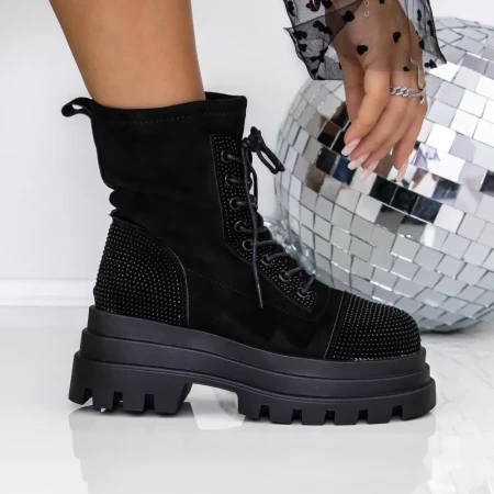 Ghete Dama cu Platforma 3AL1 Negru-Negru | Mei » Reina.Ro