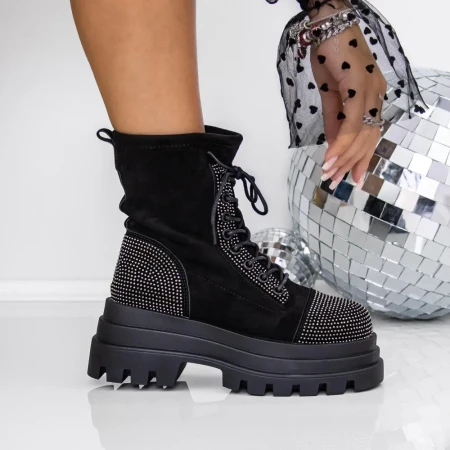 Ghete Dama cu Platforma 3AL1 Negru-Guncolor | Mei » Reina.Ro