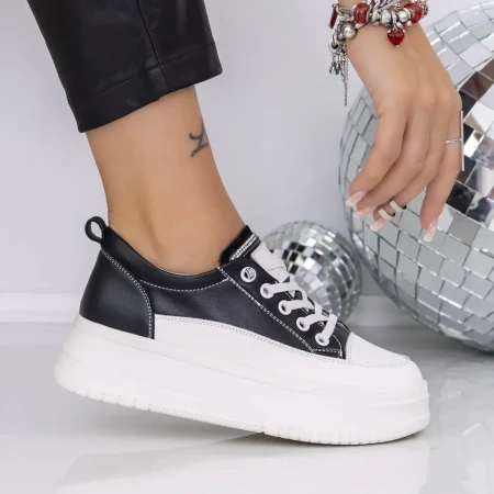 Pantofi Sport Dama cu Platforma T8A675-12 Negru | Mei » Reina.Ro