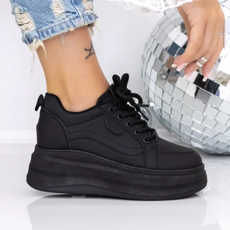 Pantofi Sport Dama cu Platforma 3AL35 Negru | Mei » Reina.Ro