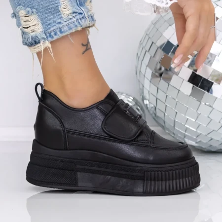 Pantofi Sport Dama cu Platforma 3AL6 Negru | Mei » Reina.Ro