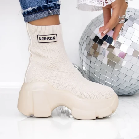 Ghete Dama cu Platforma 3AL26 Bej | Mei » Reina.Ro