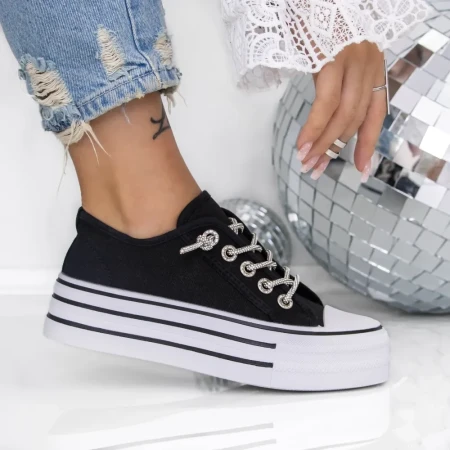 Pantofi Sport Dama cu Platforma 3AXJ6 Negru | Mei » Reina.Ro