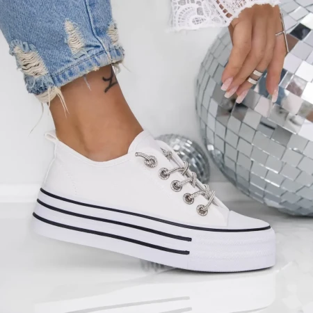 Pantofi Sport Dama cu Platforma 3AXJ6 Alb | Mei » Reina.Ro