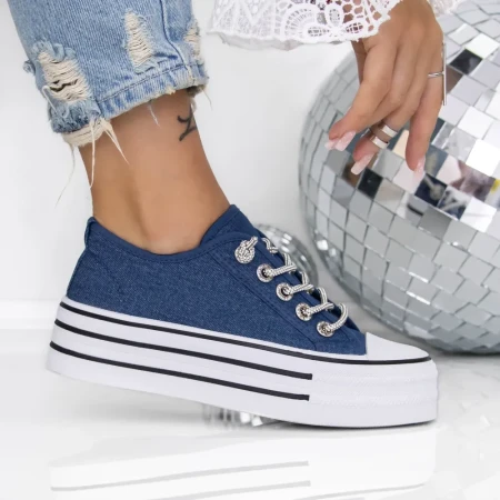 Pantofi Sport Dama cu Platforma 3AXJ6 Albastru | Mei » Reina.Ro