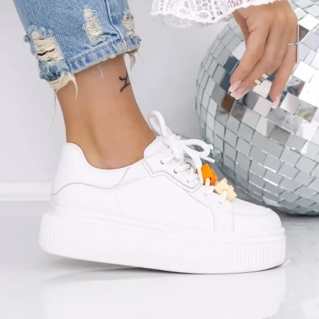 Pantofi Sport Dama cu Platforma 3FLM9 Alb | Mei » Reina.Ro
