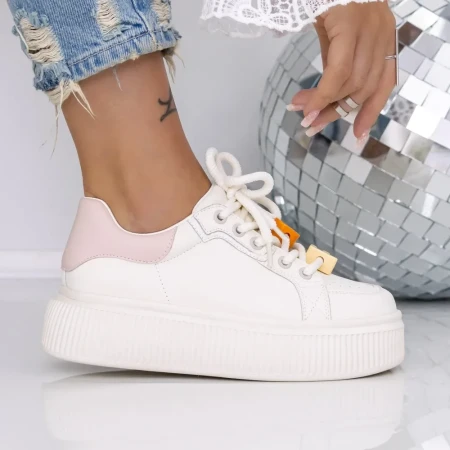 Pantofi Sport Dama cu Platforma 3FLM9 Bej | Mei » Reina.Ro