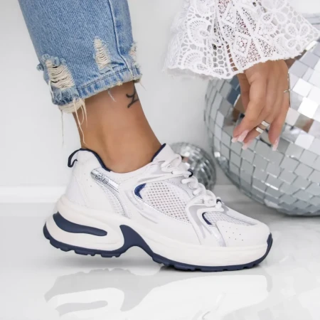 Sneakers Dama 3FLM8 Bej-Albastru | Mei » Reina.Ro