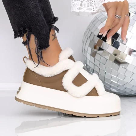 Pantofi Sport Dama cu Platforma 3FLM7 Cafea | Mei » Reina.Ro