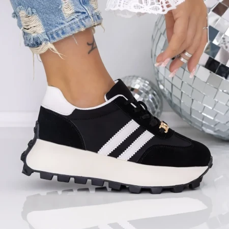 Pantofi Sport Dama cu Platforma 3AL9 Negru | Mei » Reina.Ro