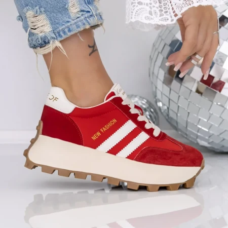 Pantofi Sport Dama cu Platforma 3AL9 Rosu | Mei » Reina.Ro