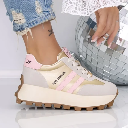 Pantofi Sport Dama cu Platforma 3AL9 Roz | Mei » Reina.Ro