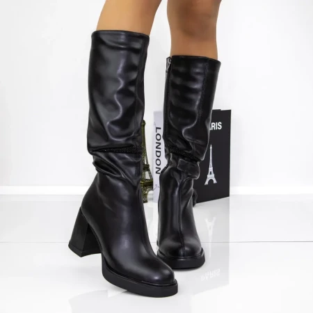 Cizme Dama cu Toc gros 3AD13 Negru | Mei » Reina.Ro