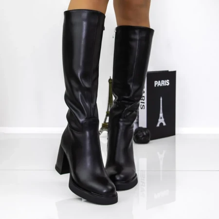 Cizme Dama cu Toc gros 3AD15 Negru | Mei » Reina.Ro