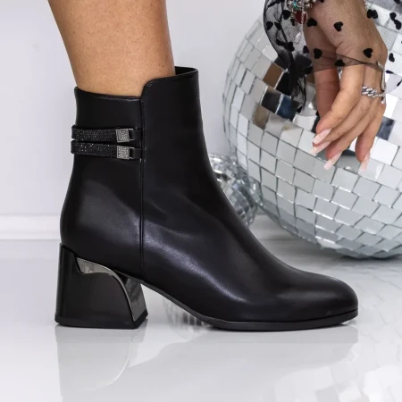 Botine Dama cu Toc gros 3AD3 Negru | Mei » Reina.Ro