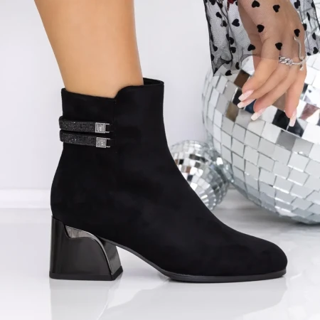 Botine Dama cu Toc gros 3AD3 Negru | Mei » Reina.Ro