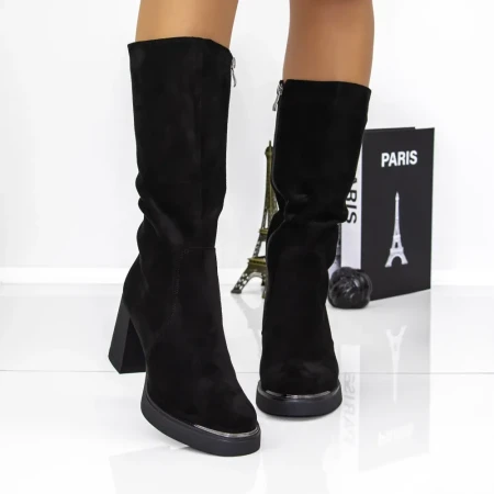 Cizme Dama cu Toc gros 3AWZ3 Negru | Mei » Reina.Ro