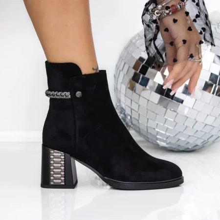 Botine Dama cu Toc gros 3AD5 Negru | Mei » Reina.Ro