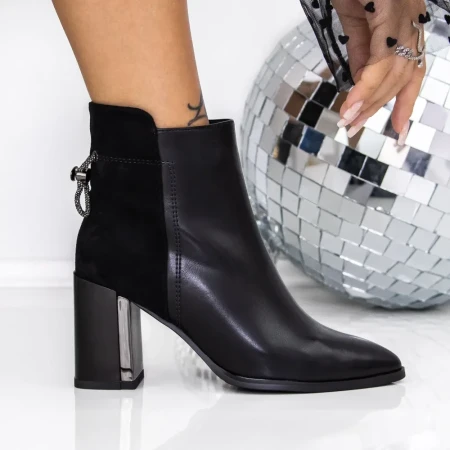 Botine Dama cu Toc gros 3AD7 Negru | Mei » Reina.Ro
