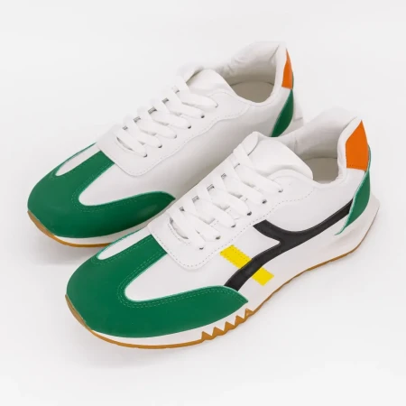 Pantofi Sport Barbati D968 Alb-Verde | Se7en » Reina.Ro