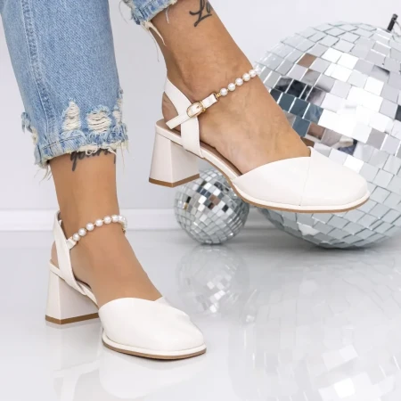 Pantofi cu Toc Gros 1153-3 Bej | Mei » Reina.Ro