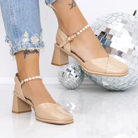 Pantofi cu Toc Gros 1153-3 Piersica | Mei » Reina.Ro