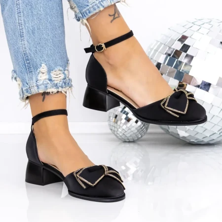 Pantofi cu Toc Gros Z58028-1 Negru | Mei » Reina.Ro