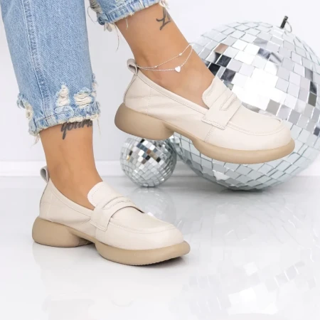 Pantofi Casual Dama 5128 Bej | Mei » Reina.Ro