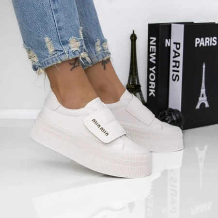 Pantofi Sport Dama cu Platforma QY8709 Alb | Mei » Reina.Ro