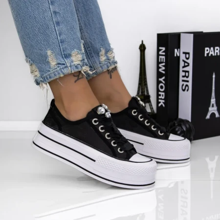 Pantofi Sport Dama cu Platforma L906-1 Negru | Mei » Reina.Ro