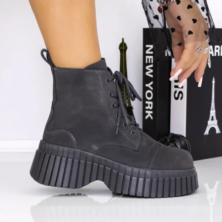 Ghete Dama cu Platforma 3AD9 Gri | Mei » Reina.Ro