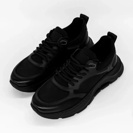 Pantofi Sport Barbati din piele naturala 23028B Negru | ... » Reina.Ro