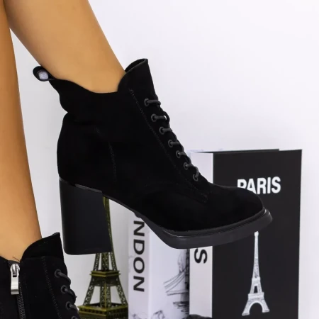Botine Dama cu Toc gros 3AD28 Negru | Mei » Reina.Ro