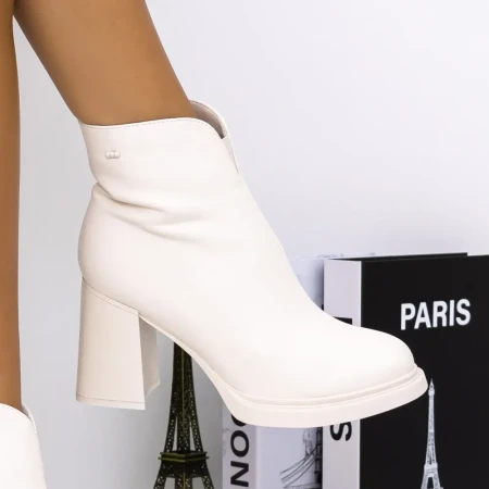 Botine Dama cu Toc gros 3AD29 Bej | Mei » Reina.Ro