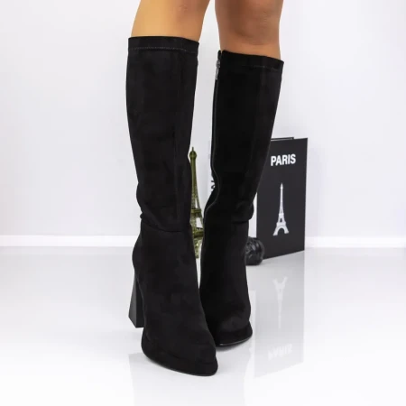 Cizme Dama cu Toc gros 3AD30 Negru | Mei » Reina.Ro