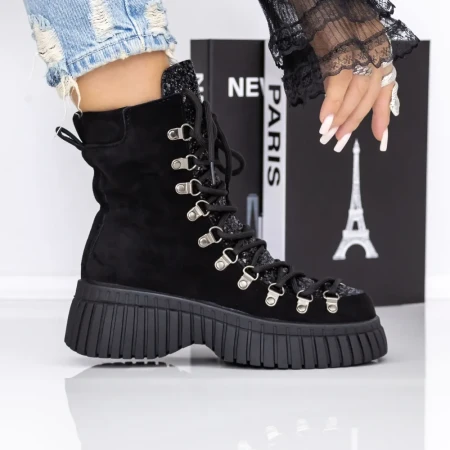 Ghete Dama cu Platforma 3AL53 Negru | Mei » Reina.Ro