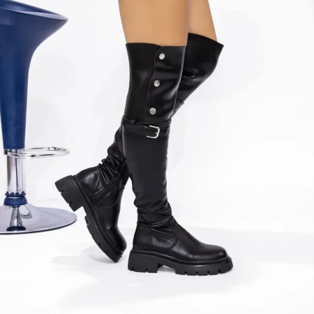 Cizme Dama cu Toc gros 3AL60 Negru | Mei » Reina.Ro
