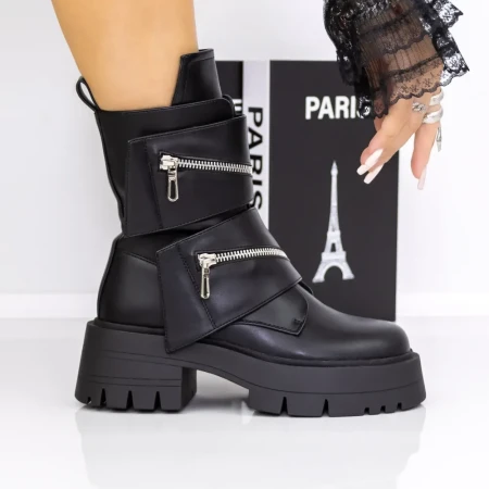 Ghete Dama cu Platforma 3AD11 Negru | Mei » Reina.Ro