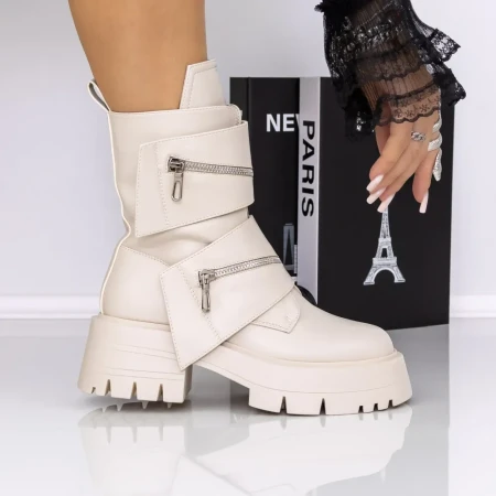 Ghete Dama cu Platforma 3AD11 Bej | Mei » Reina.Ro