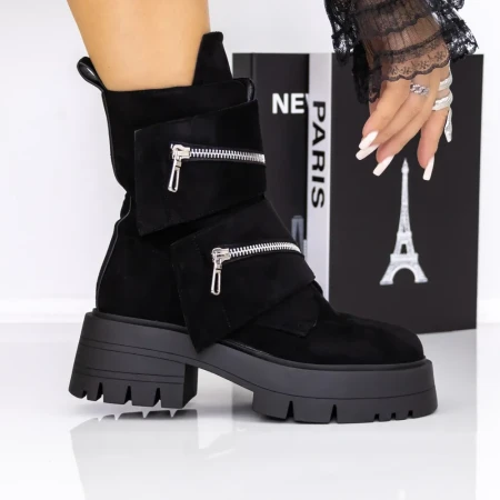 Ghete Dama cu Platforma 3AD11 Negru | Mei » Reina.Ro