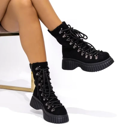 Ghete Dama cu Platforma 3AD6 Negru | Mei » Reina.Ro