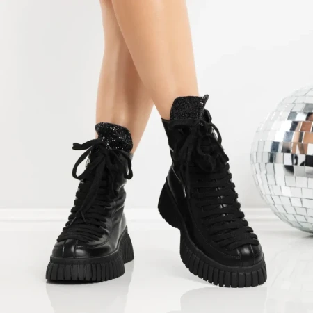 Ghete Dama cu Platforma 3AL52 Negru | Mei » Reina.Ro