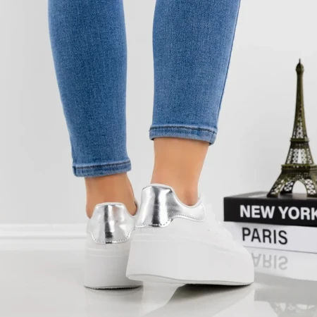 Pantofi Sport Dama cu Platforma YH38 Argintiu | Givana » Reina.Ro