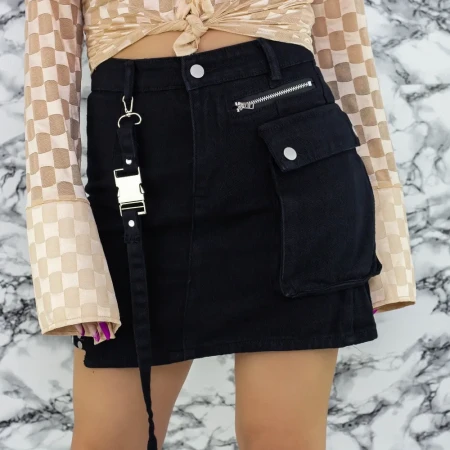 Fusta Denim TR102 Negru » Reina.Ro