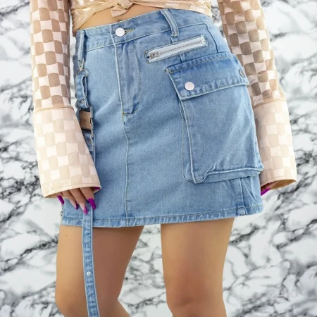 Fusta Denim TR102 Albastru » Reina.Ro