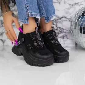 Pantofi Sport Dama cu Platforma 2SZ1 Negru » Reina.Ro