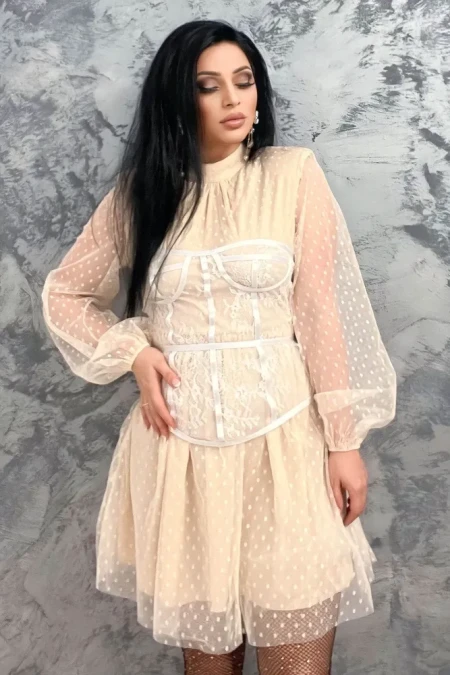 Rochie Dama A68199 Bej » Reina.Ro