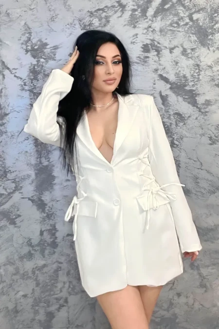 Sacou Dama GD22-386 Alb » Reina.Ro