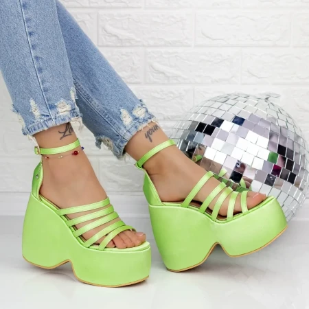 Sandale Dama cu Platforma TN-32 Verde deschis » Reina.Ro