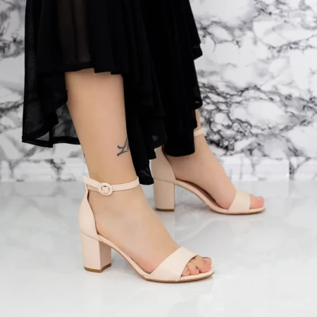 Sandale Dama cu Toc gros XDR282A Bej » Reina.Ro